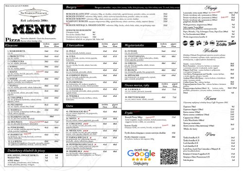 Menu ważne tylko na Sali od 27.10.2025r.