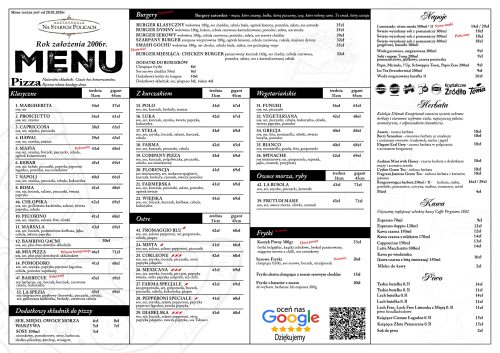 Menu ważne tylko na Sali od 20.02.2026r.