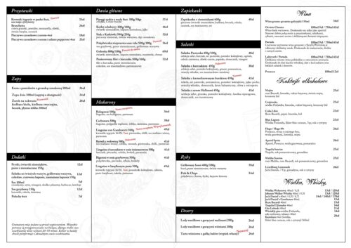 Menu ważne tylko na Sali od 01.09.2026r.